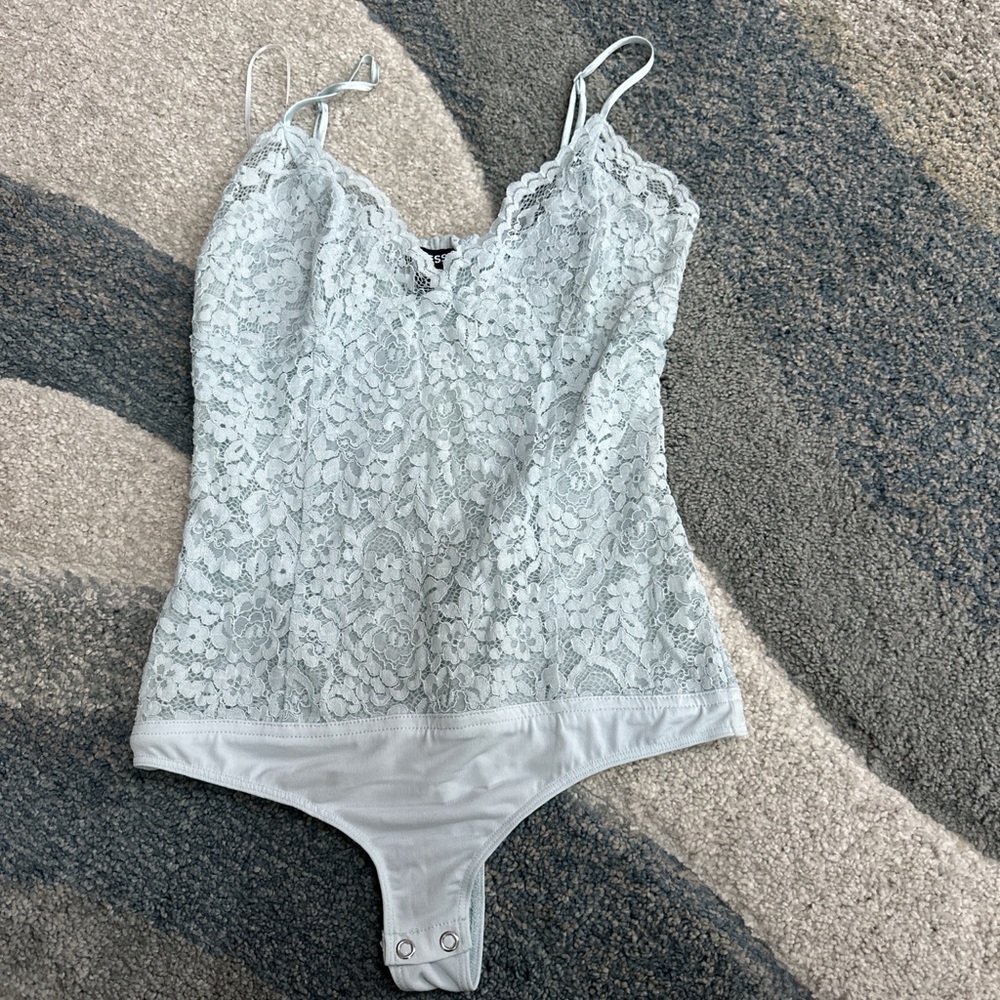 Express Lace Bodysuit in Light Blue